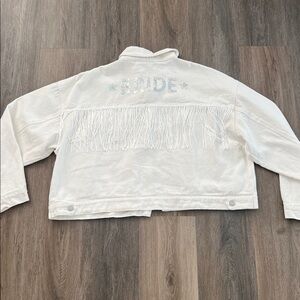 Altar'd State White Fringe Bride Jean Jacket